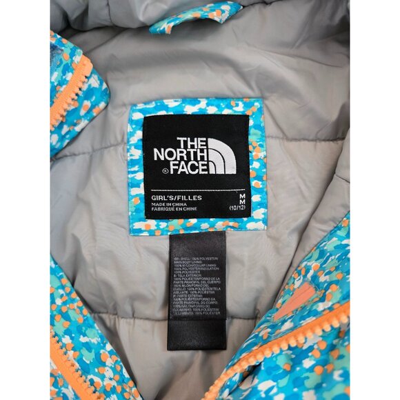 The North Face Girls M Jacket Turquoise/Orange Print winter warm - Picture 5 of 6